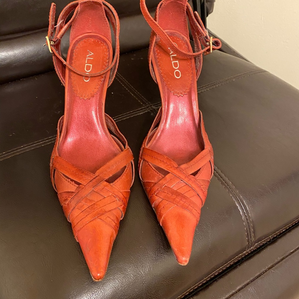 Aldo Red  leather pumps , like brand New!